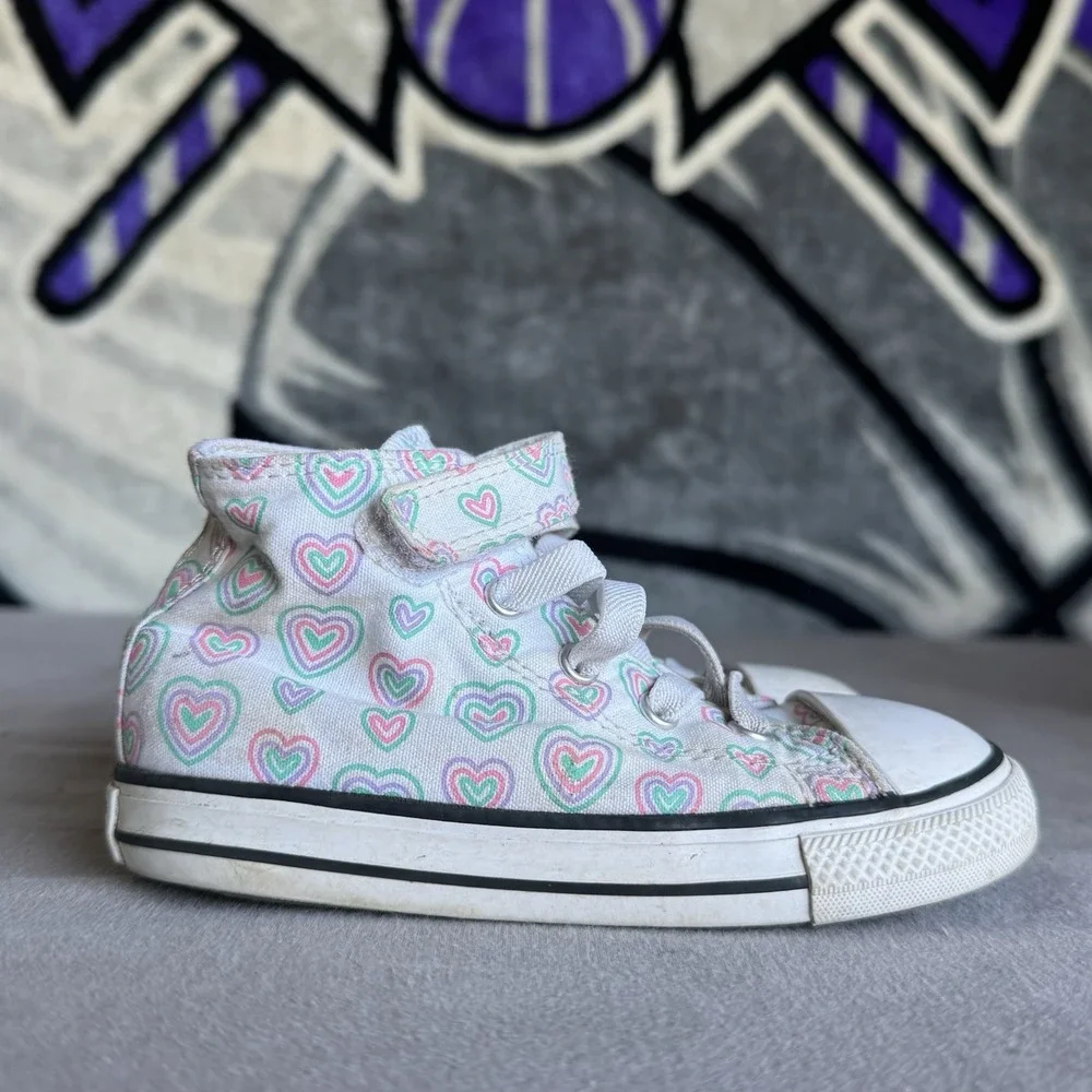 Size 9c - Converse Chuck Taylor Hi 'Colorful Hearts' Toddler Sneakers